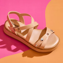 Sandália Infantil Flatform Tiras Pontos Espelhados Pampili