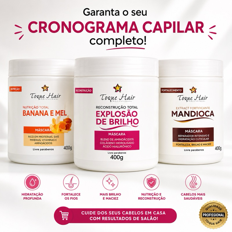 Cronograma Capilar Profissional Completo 3un 1 Hidratação 1 Nutrição 1 Reconstrução Fortalece os fios