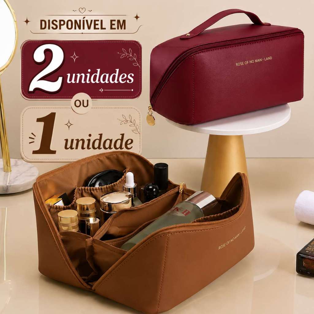 2/1 PCS Bolsa Necessaire Feminino Cosmético De Couro PU De Grande Capacidade Em Alto Qualidade