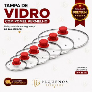 TAMPA DE VIDRO AVULSA TEMPERADO  Nª 10 12 14 16 18 20 22 24 26 28 30CM -PARA JOGO DE PANE…