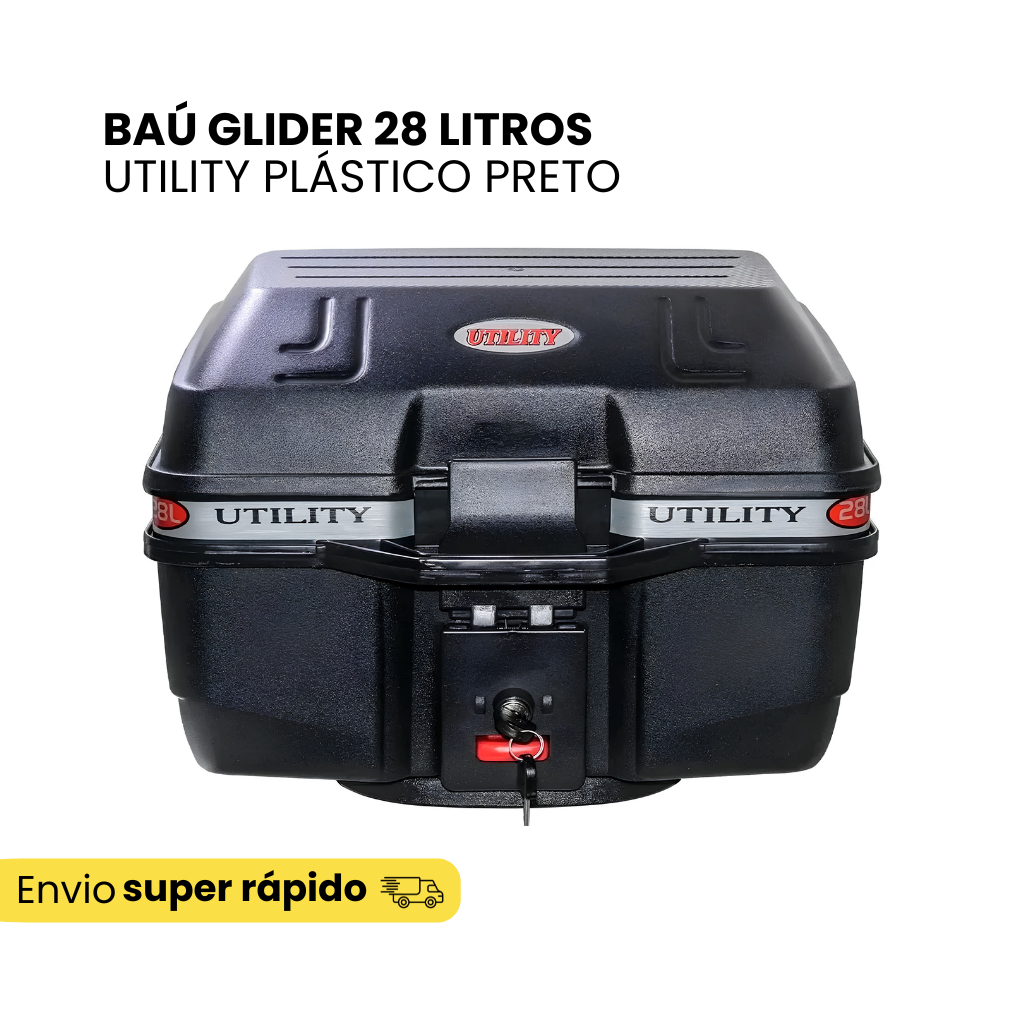 Bauleto Bau Moto Glider Utility 28 Litros Com Base Bagageiro Completo