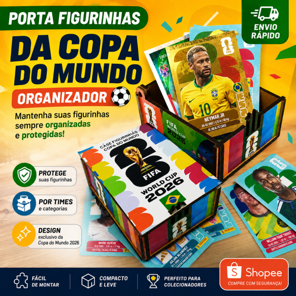 Porta Figurinha p/ Álbum Copa do Mundo 2026 - Caixa de Figurinha - Estojo Organizador de Figurinha