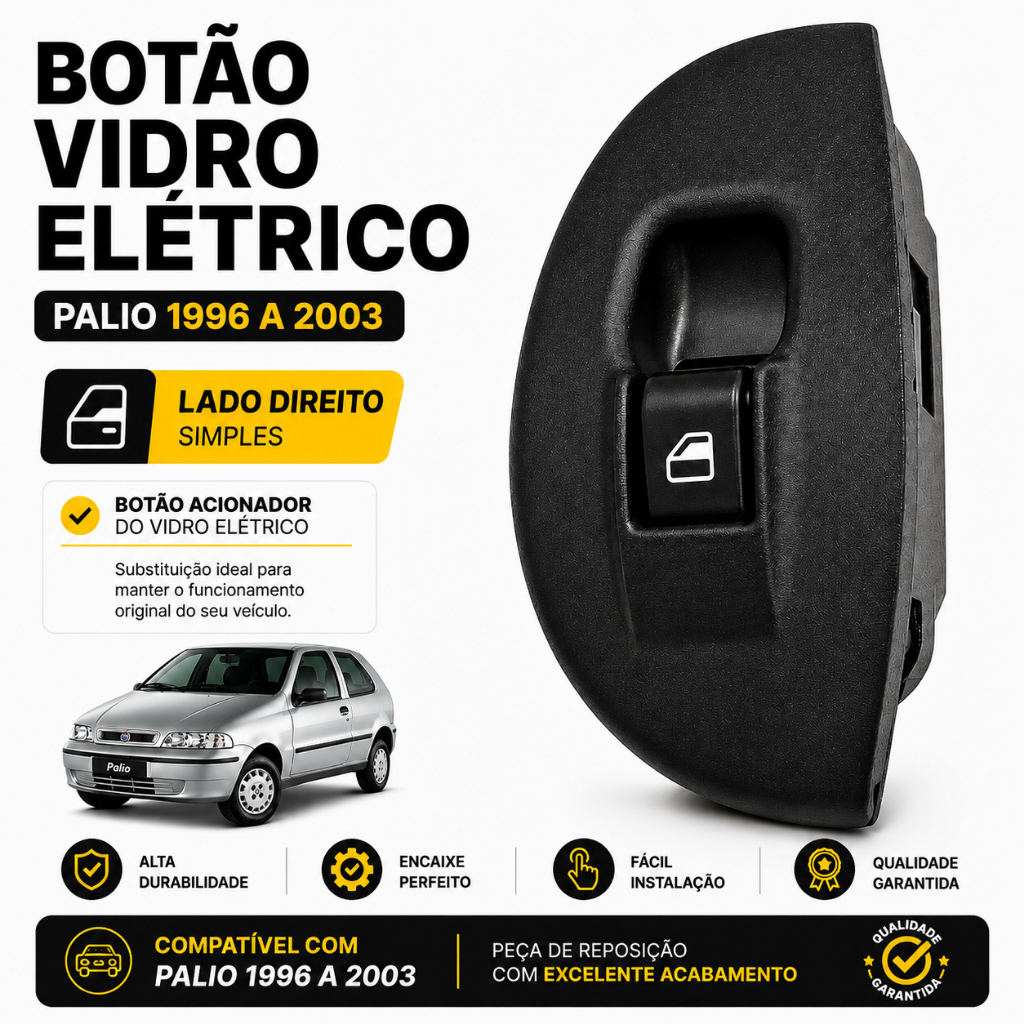 Botão Vidro Eletrico Palio Young Simples Led Ambar ZAPOS