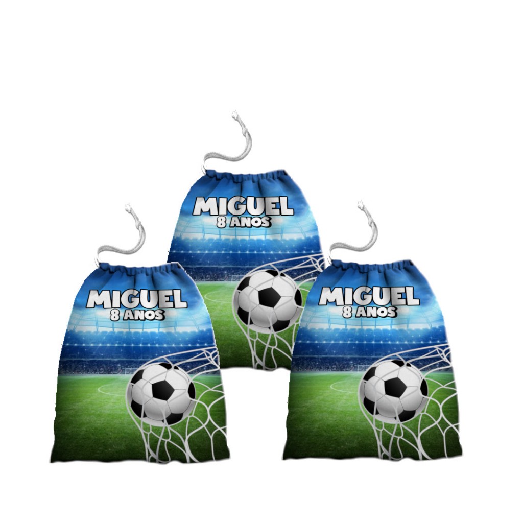 kit 10 Sacolinhas Surpresa  Personalizadas Futebol Lembrancinhas 15x20 cm