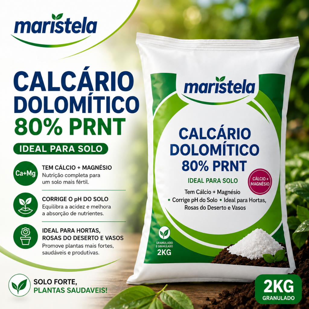 Calcário Dolomítico PRNT 80% Corrige pH Solo Hortas Vasos