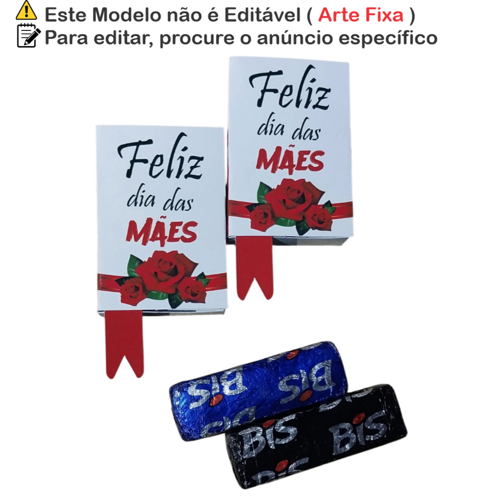 Mini Livro Lembrancinha Dia das Mães Porta Chocolate Bis | Dia das mães rosa vermelha cod. dmarv