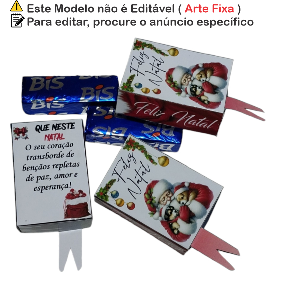 Lembrancinhas Natalinas Personalizadas - Caixinhas em Formato de Mini Livro para chocolate Bis