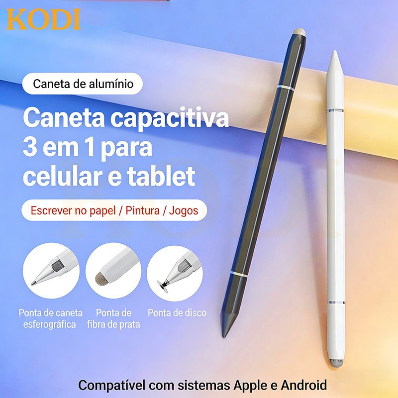 3 EM 1 Caneta Touch Screen Ponta Fina Desenho iPad iPhone Android Alta Precisão Universal Design Grafico-K1