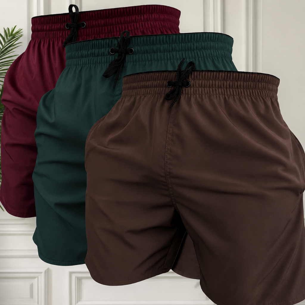 Kit com 3 Shorts Masculino Esportivo Dry Fit com Elastano – Treino, Academia e Dia a Dia