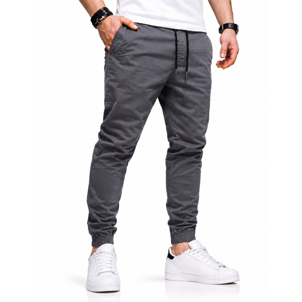 Calça Jogger Masculina Sarja Premium Com Cós Elástico E Cordão Punho Ajustável Confortável