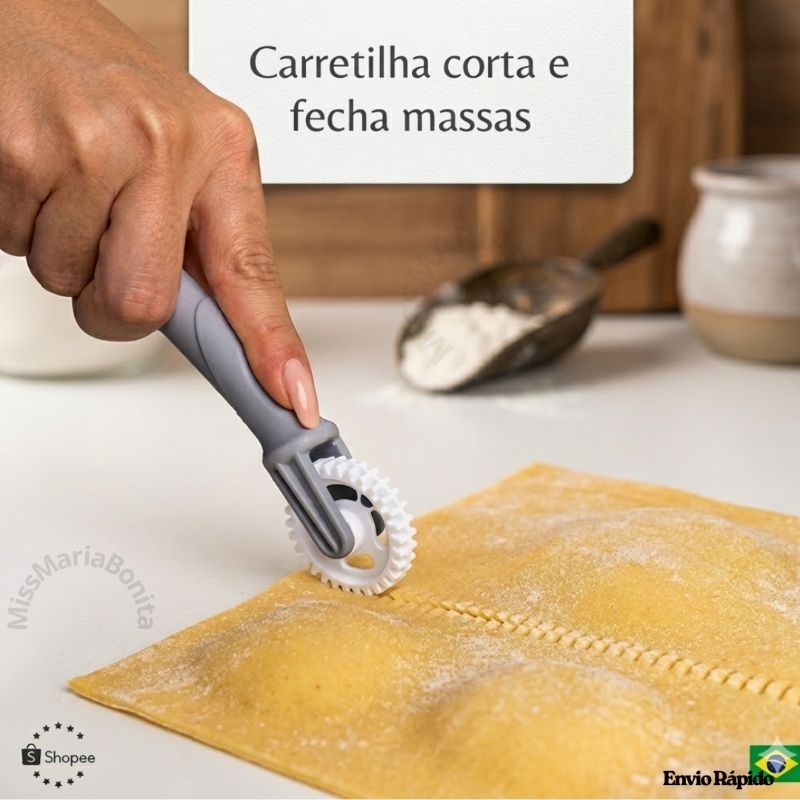Carretilha Corta E Fecha Massas Pastel Risole Ravioli Profissional Prático Keita-MMB