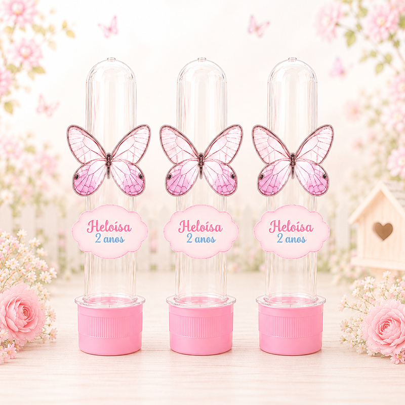 Tags Aplique para Tubete Personalizado Jardim Encantado Borboleta | Festa Infantil | Lembrancinha