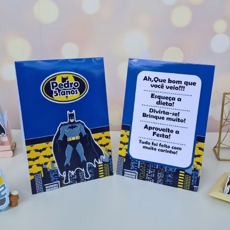 Kit Plaquinha de Agradecimento Batman - Centro de Mesa - Personalizados - Lembrancinha de Festa- Decoração