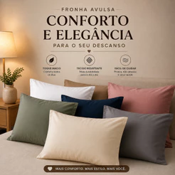 Kit 2 Fronhas Micro Percal 400 Fios 50 x 70cm Varias Cores Toque Aveludado E Premium