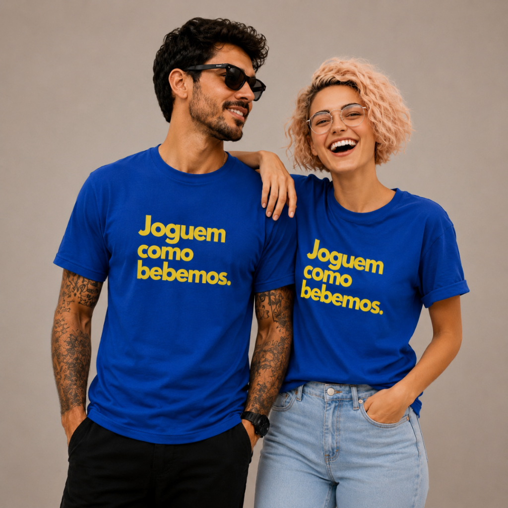Kit Camiseta Joguem Como Bebemos Brasil Copa do Mundo Futebol Unissex Casual Confortável Torcida