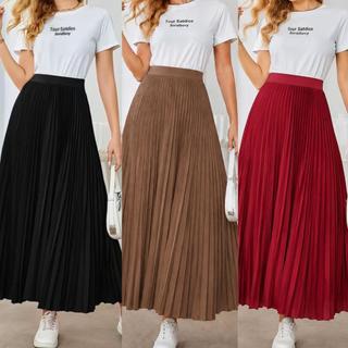 Saia Longa Plissada Forrada Rodada Tendencia Moda Premium Evangelica Chique