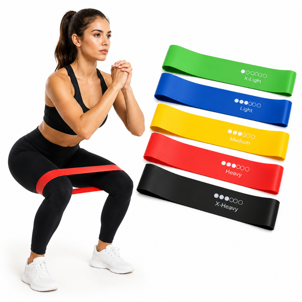 Kit 5 Faixas Elásticas Mini Band Academia Pilates Glúteos Treino Funcional 5 Resistências