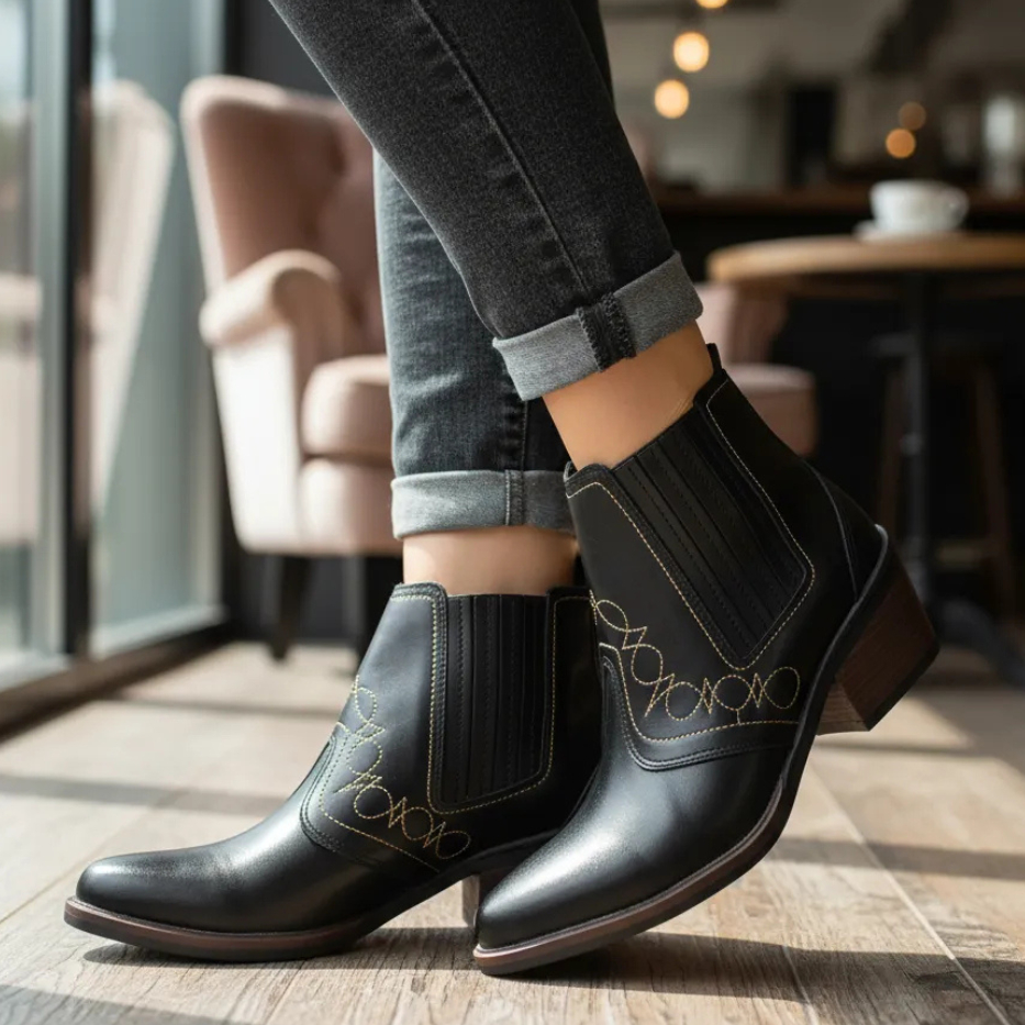Bota Country Feminina Couro Legitimo Forrada Botina Mulher Moça Menina Botinha Agro Agronegocio 3636