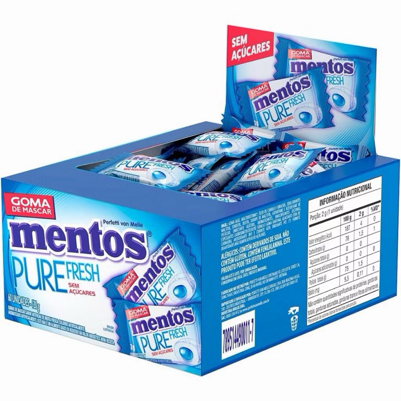 Chiclete Mentos Monopeça Pure Fresh Mint 60un Sem Açucar