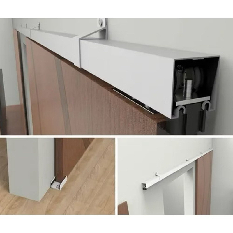 Kit para Porta de Correr Trilho Dividido Roldana rolamentada Com tampa de Acabamento Completo