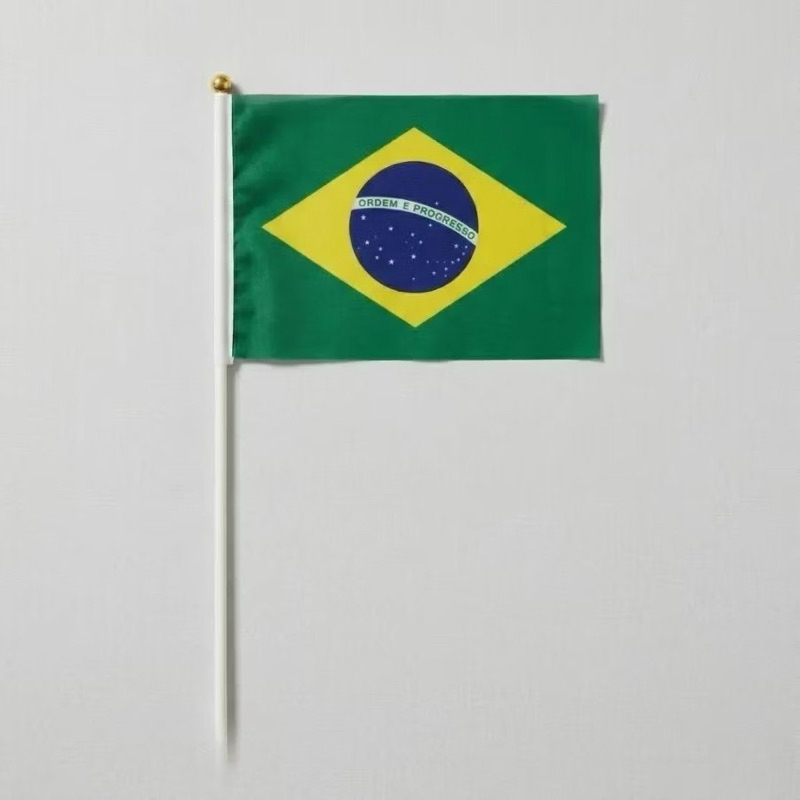 Kit Com 20 Bandeirinhas Do Brasil De Tecido Com Haste | 14x21cm | Lembrancinhas Copa Do Mundo, Seleção Brasileira, Festa