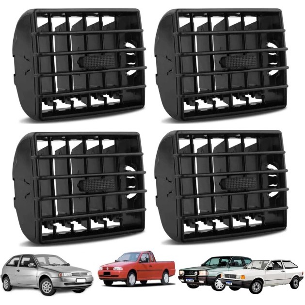 Conjunto 4 Difusor de Ar Gol Bola G2 1995 até 2002 Voyage Partati Saveiro Grade Tela Saída VW Volks