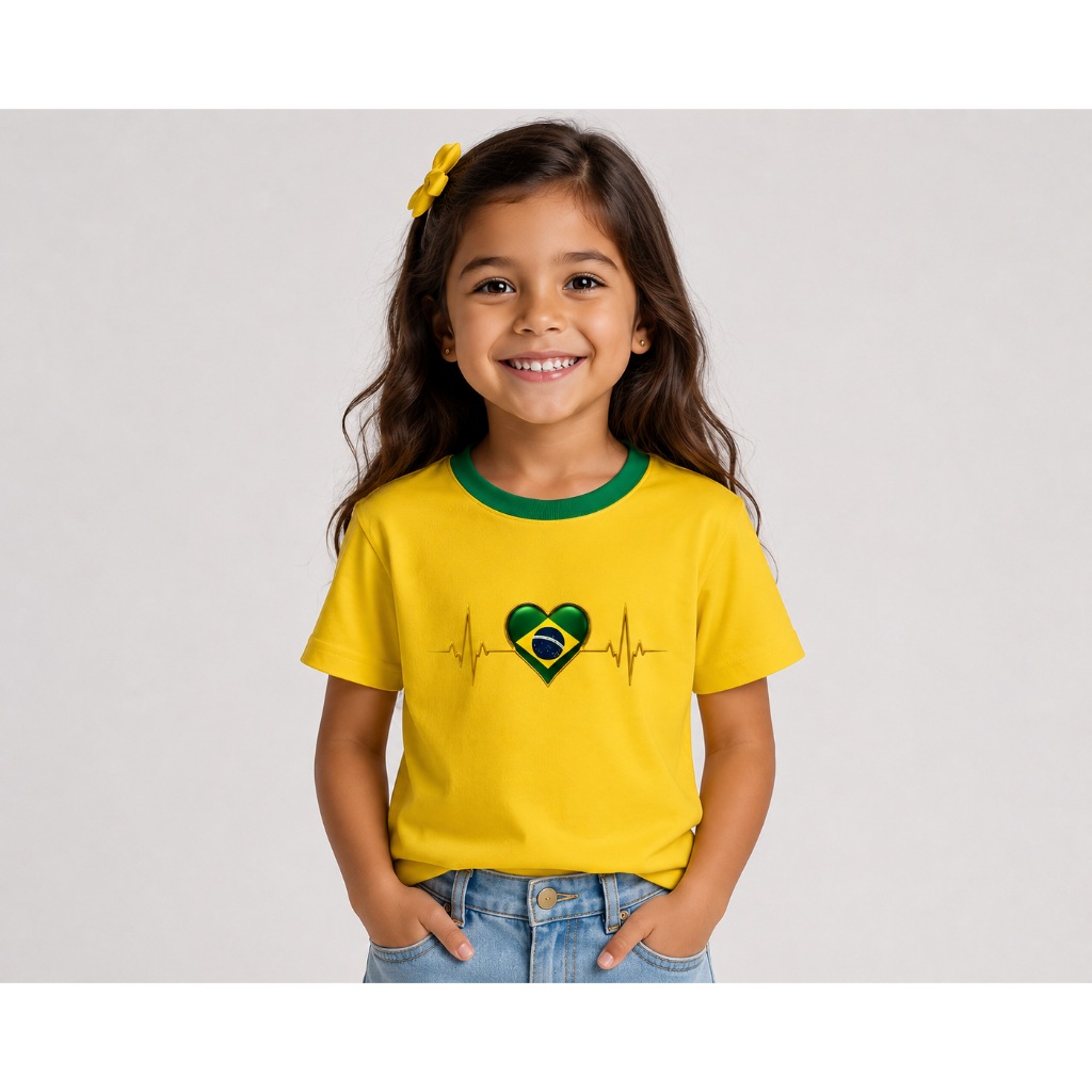 Camiseta infantil, Camiseta do Brasil, Camiseta Copa do mundo, Camiseta amarela, Camisa infantil