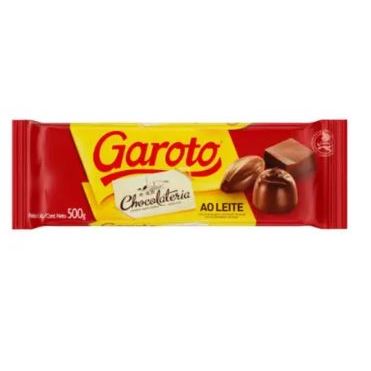 Garoto Chocolate em barra 500g Nobre ao leite ou meio amargo, confeitaria profissional ou artesanal