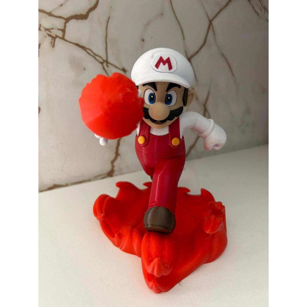 Boneco Super Mario de Fogo  Action Figure Fire Mario