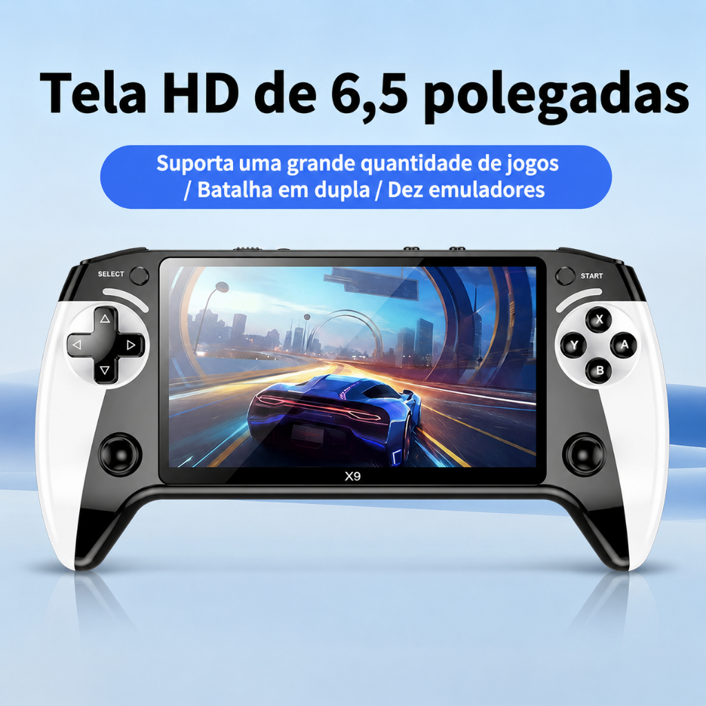 Vídeo Game Portátil 10000 Jogos Retrô Tipo X9 Tela Grande 6,5 Polegadas Muito Ergonómico
