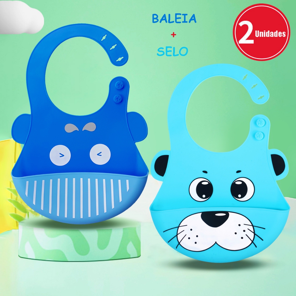 2 Unidades Babador Silicone Para Bebê Buba Bandana Impermeável Com Bolso Pega Migalhas Conjunto Com Bibs Infantil