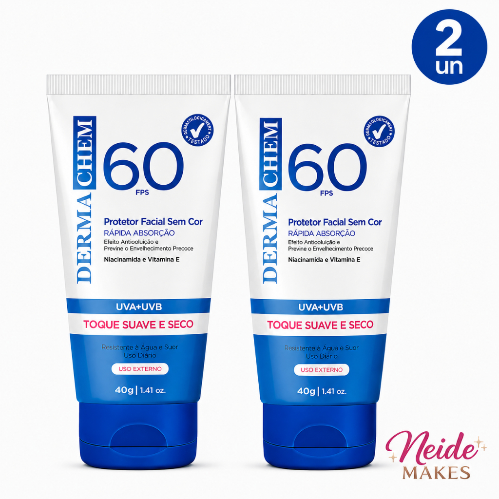 Kit 2 Protetor Solar facial FPS 60 DERMACHEM 40g