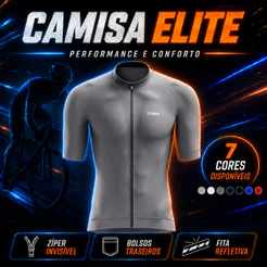 Camisa Camiseta Masculina Ciclismo Premium Manga Curta Zíper Total Elite Pedal Bike Mtb Speed