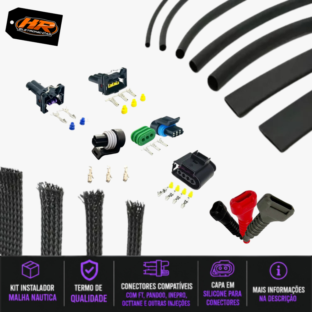 Kit Instalador Bobina Individual Gol G6 - Malha Náutica, Termo Retrátil, Conectores e Capa em Silicone - Faça Você Mesmo