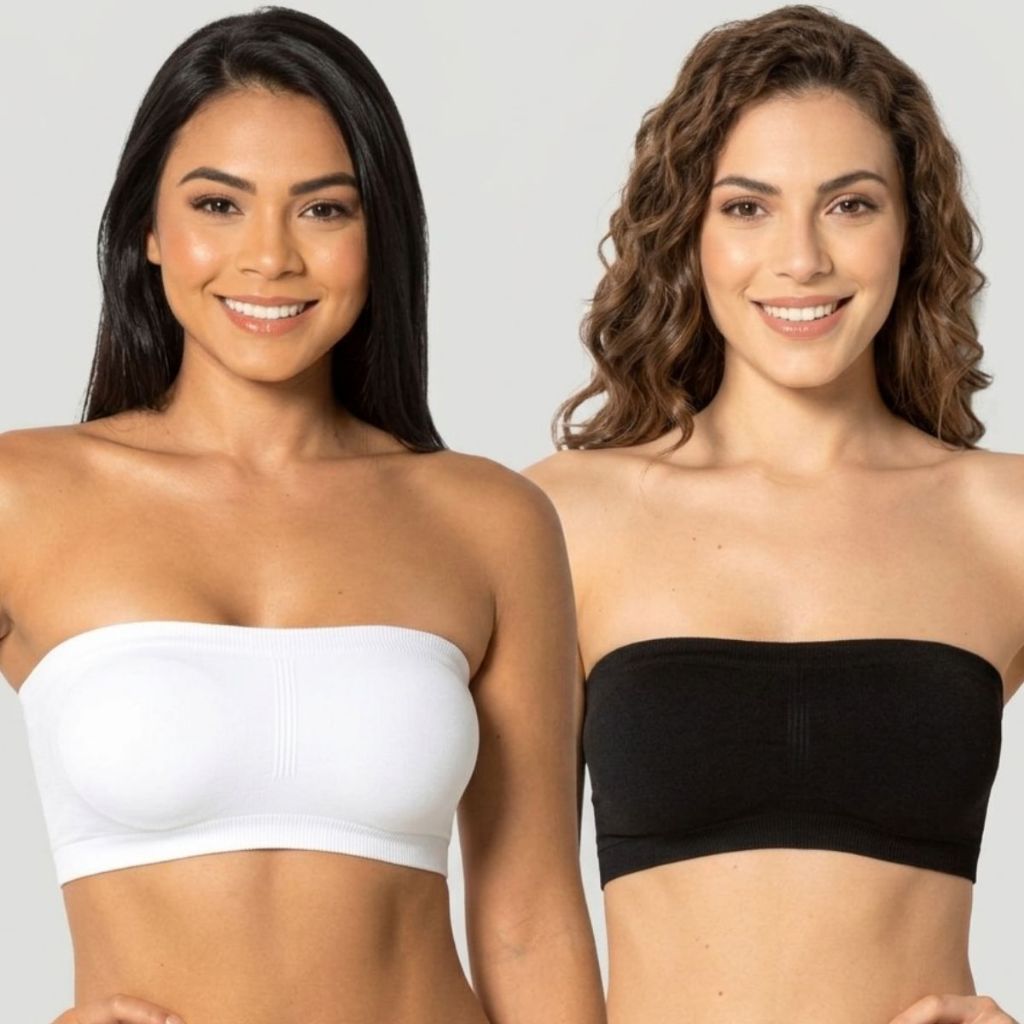 Kit 2 Sutiãs Top Faixa Canelado Sem Costura Confortável Sustentação Feminino Trifil