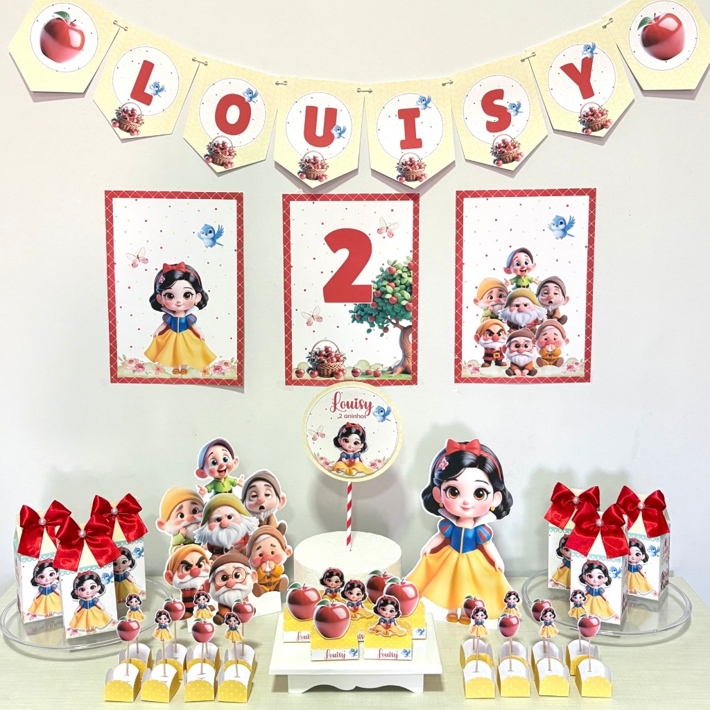 Kit Festa Branca de Neve Baby Personalizado/Kit Só um Bolinho/Lembrancinha/Decoração/Aniversário/Mesversário/Festa