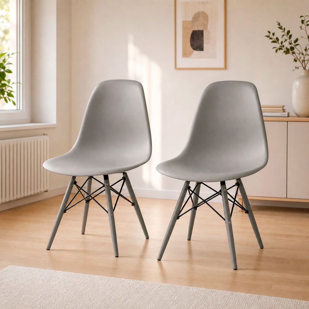 Conjunto 2 Cadeiras Eames Eiffel em Polipropileno para Escritório e Escrivaninha - Seat&co