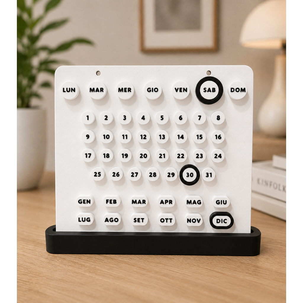 Calendário Perpétuo Decorativo – Calendário Reutilizável Moderno para Mesa, Escritório e Home Office