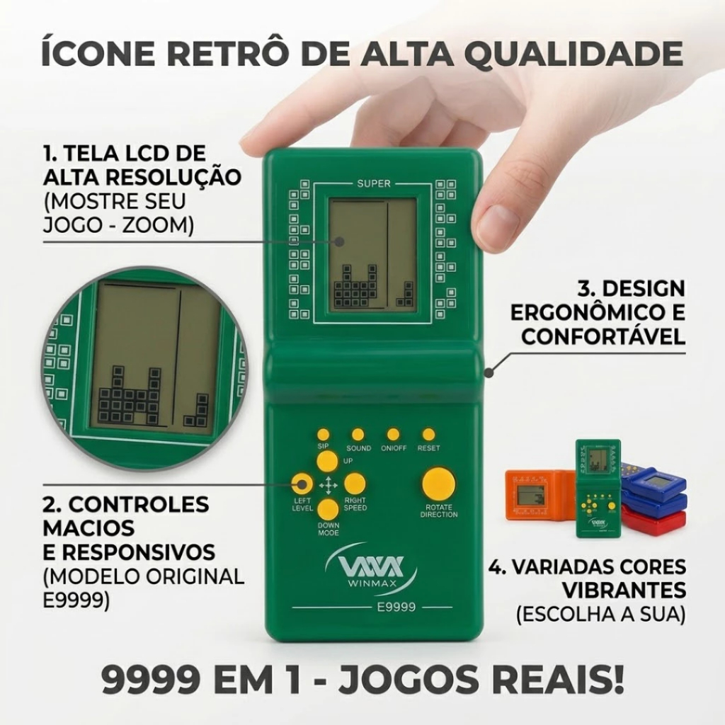 Mini Game Retro Brick Game E-9999 - 9999 Jogos em 1 ENVIO NO MESMO DIA — imagem 2 de 2