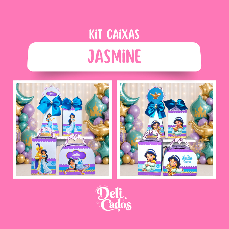 Kit Caixas Personalizadas PRINCESA JASMINE ALADDIN JASMINE BABY - Lembrancinhas Caixinhas Kit Festa para festa MONTADO