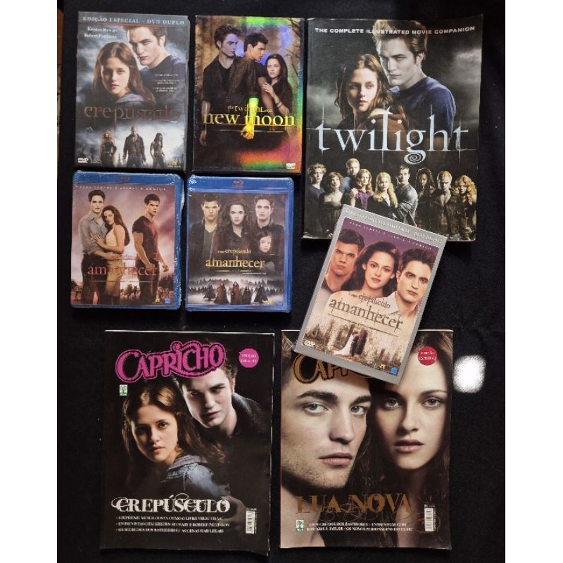 Coleção CREPÚSCULO: Livro Twilight Guia ilustrado, 3 DVDS Com Luva, 2 BLU-RAY LACRADOS, 2 REVISTAS CAPRICHO Crepúsculo