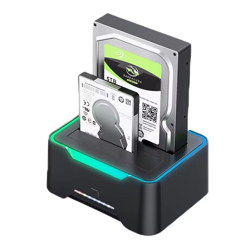 Dock Station HD SSD Externo Dual SATA 2.5 3.5 USB 3.0 RGB Clonagem Offline Até 18TB Delta DS301 Preto
