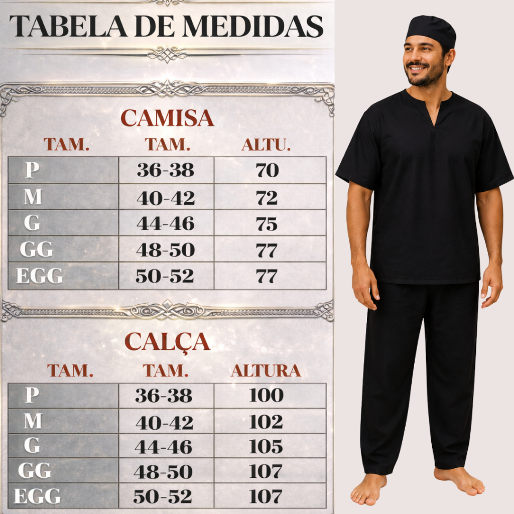 Conjunto Masculino + Ekete Umbanda e Candomblé Roupa de Ração Premium Luxo 3 pçs — imagem 2 de 2