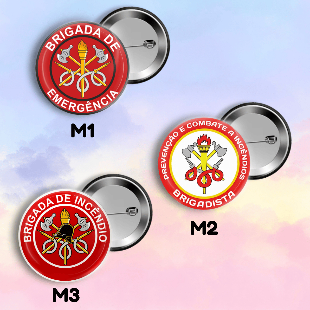 Botton Brigada de Incêndio (50 unidades) 4,4cm | Brigadista | Broche