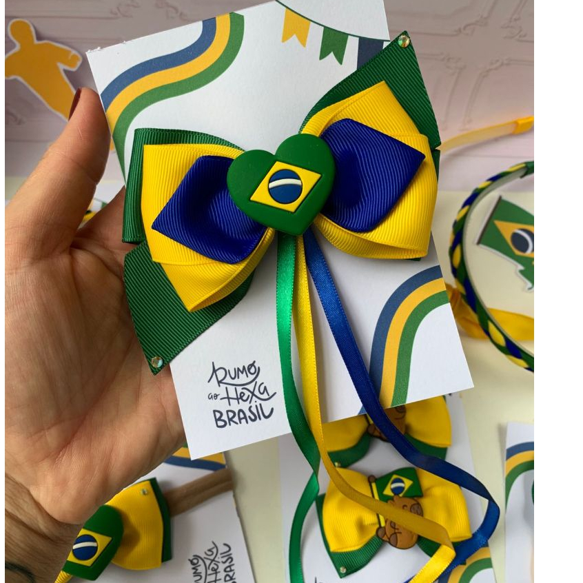 Laços de cabelo copa do mundo Presilha de cabelo copa 2026 Laço verde amarelo azul  laço Brasil