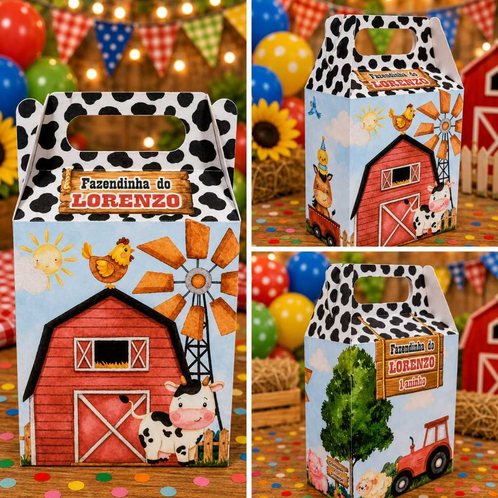 Caixinhas Fazendinha menino Personalizadas Lembrancinha sacolinha surpresa Fazendinha menino