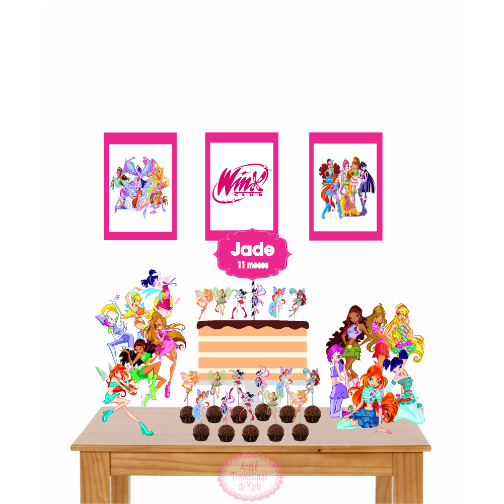 Kit Só um bolinho, festa em casa/ Clube das Winx   - Papel OFFSET - Desenvolvemos todos os temas
