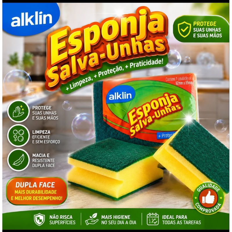 Esponjas Multiuso Salva Unhas Limpeza Pesada Cozinha