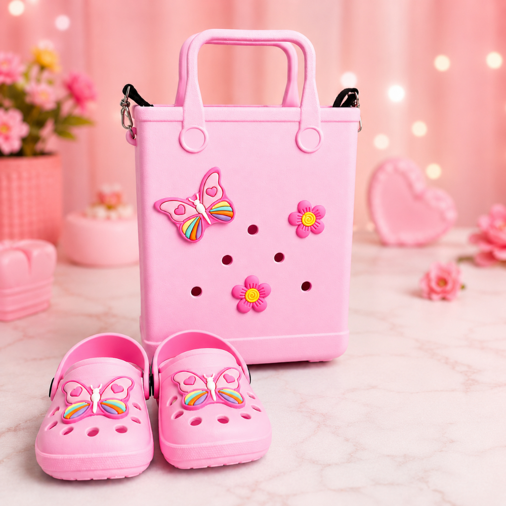 Kit Babuche Infantil Menina Escolar Com Bolsa De Criança