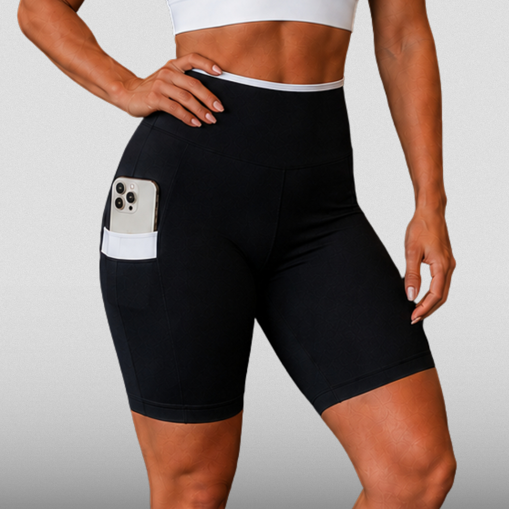 Short Fitness Poliamida Bermuda Com BOLSO Cintura Alta Academia Zero Transparência